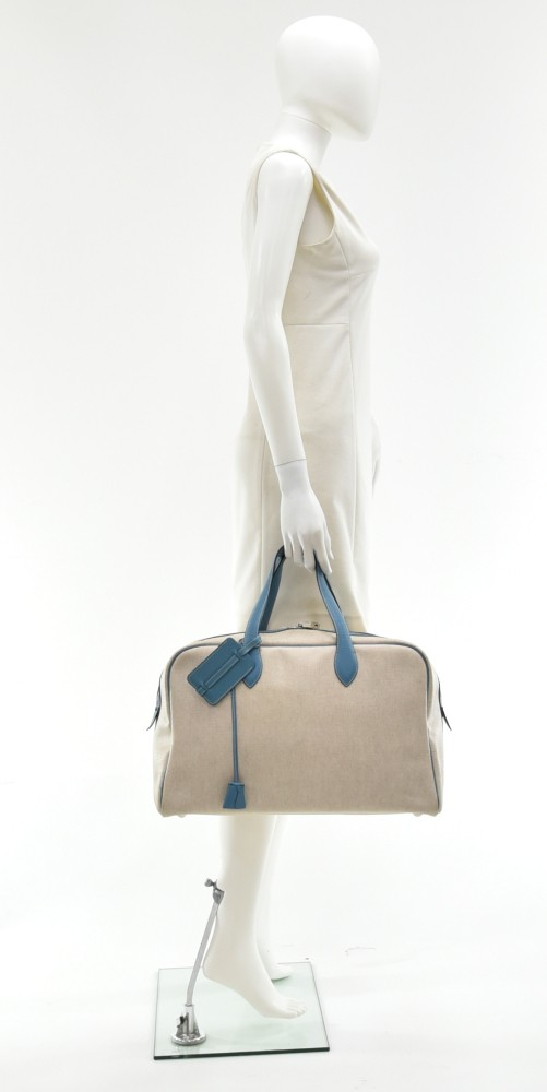 Blue Hermes Victoria 43 Travel Bag – Designer Revival