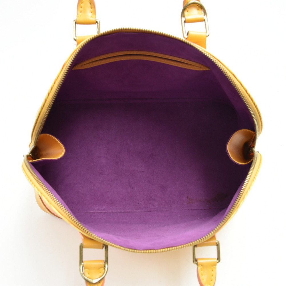 AUTHENTIC VINTAGE LOUIS VUITTON EPI YELLOW with purple interior