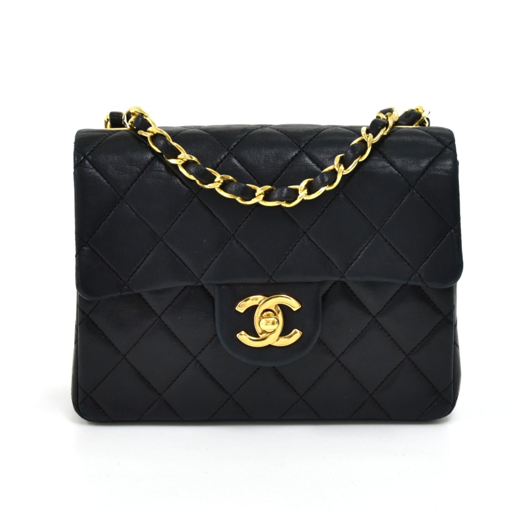 Chanel Red Quilted Patent Leather Classic Square Mini Flap Bag