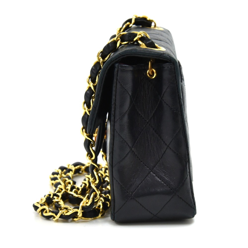 Chanel Handbag Classic Flap Vertical Quilted Mini 22ck1207 Black Lambskin Leather  Cross Body Bag, Chanel