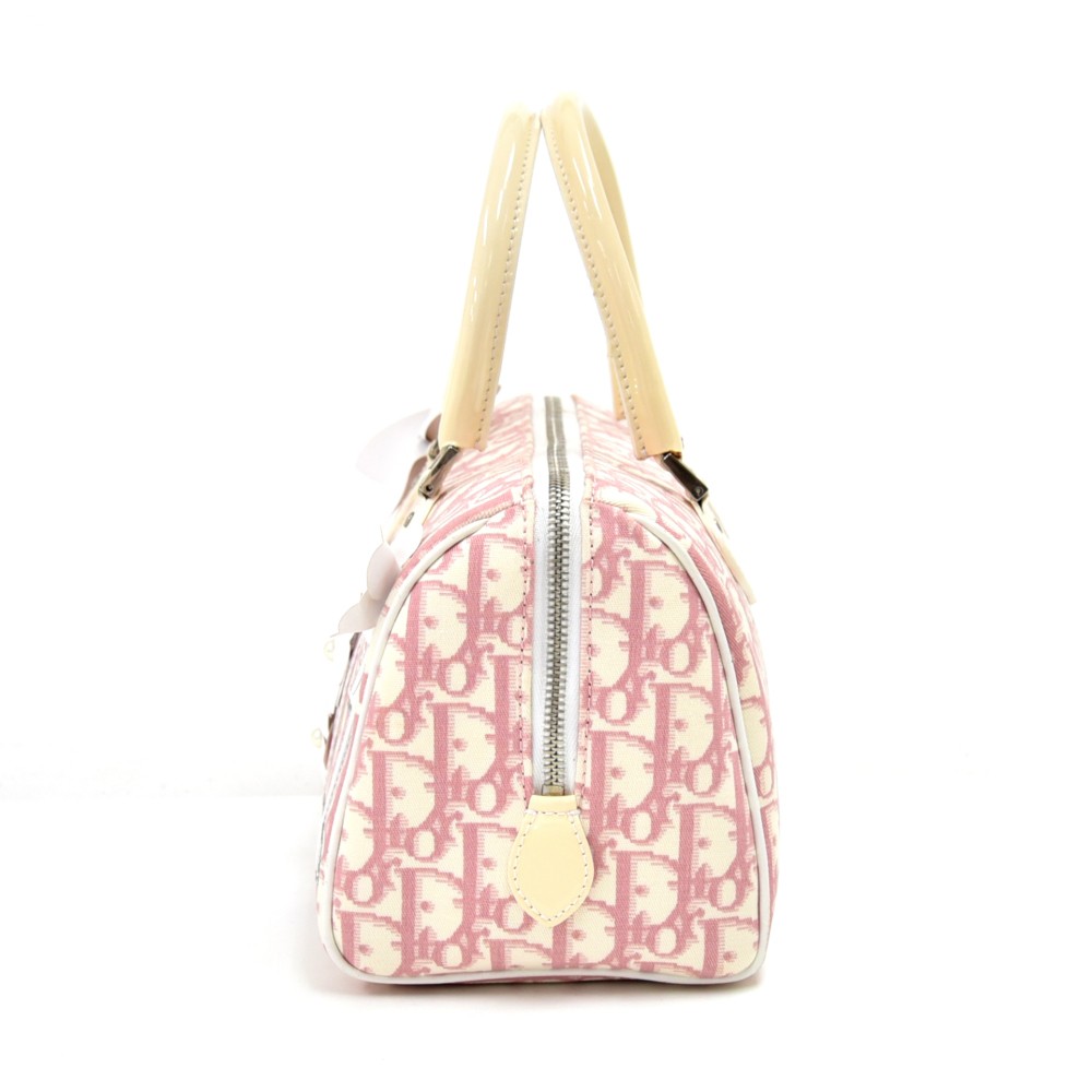 Dior, Bags, Vintage Christian Dior Pink And White Girly Oblique Canvas  Trotter Boston Bag
