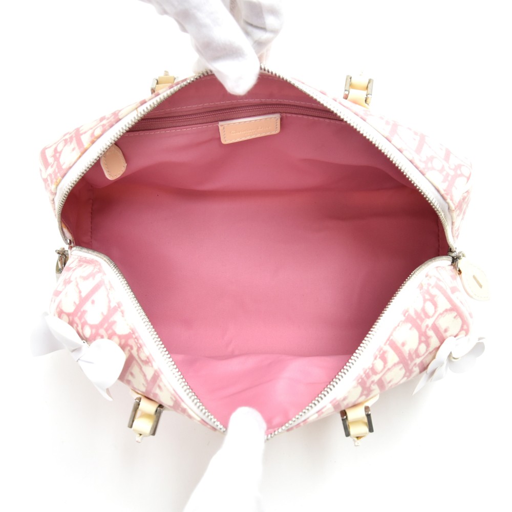 Dior Girly Chic No. 1 Pink Monogram Trotter Boston Bag 8d412s at