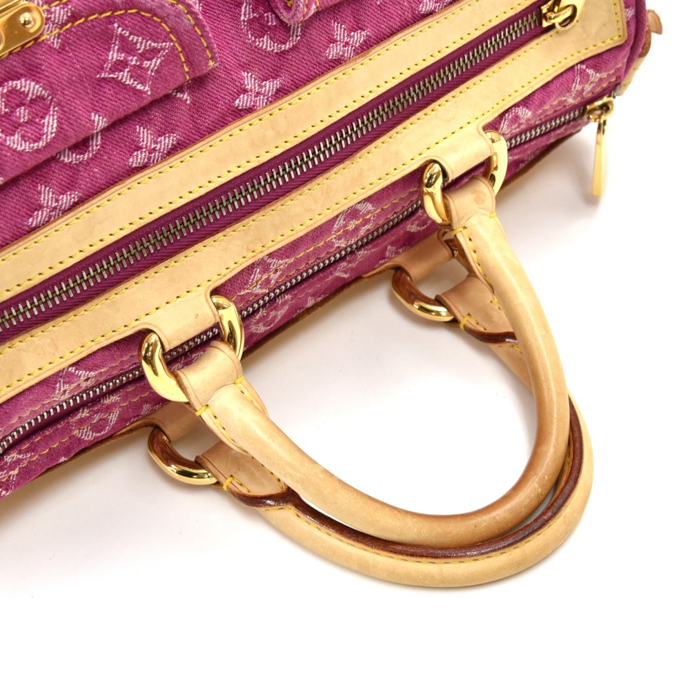 Vintage Louis Vuitton Neo Speedy Pink Denim Monogram Gold Hardware