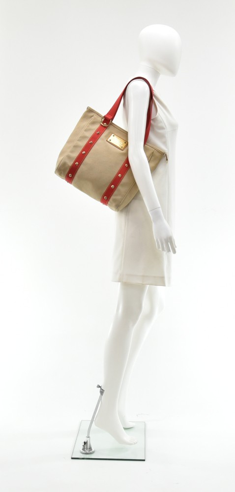 Auth Louis Vuitton Antigua Cabas MM M40035 Women's Tote Bag Beige