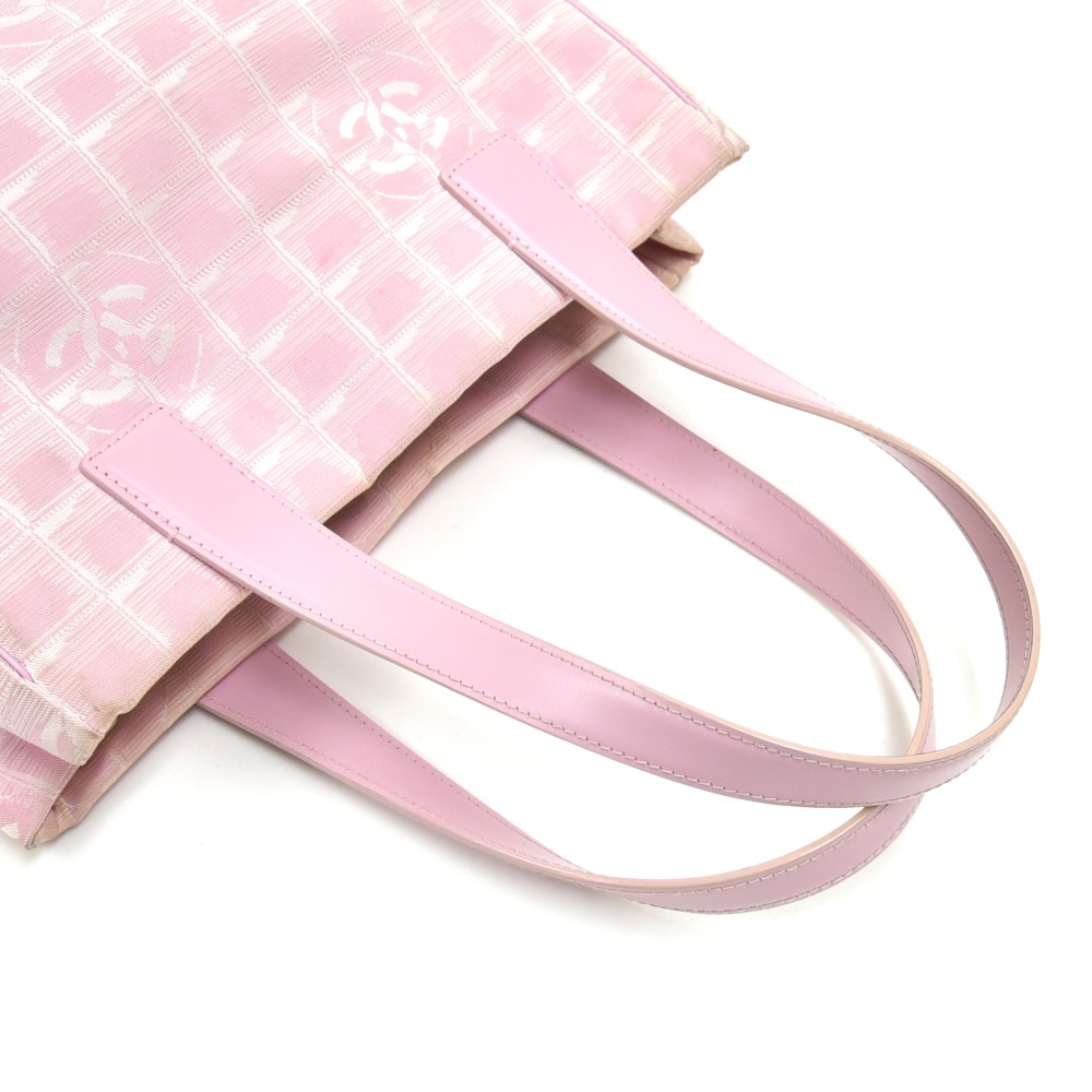 Chanel Chanel Travel Line Light Pink Jacquard Nylon Small Tote Bag
