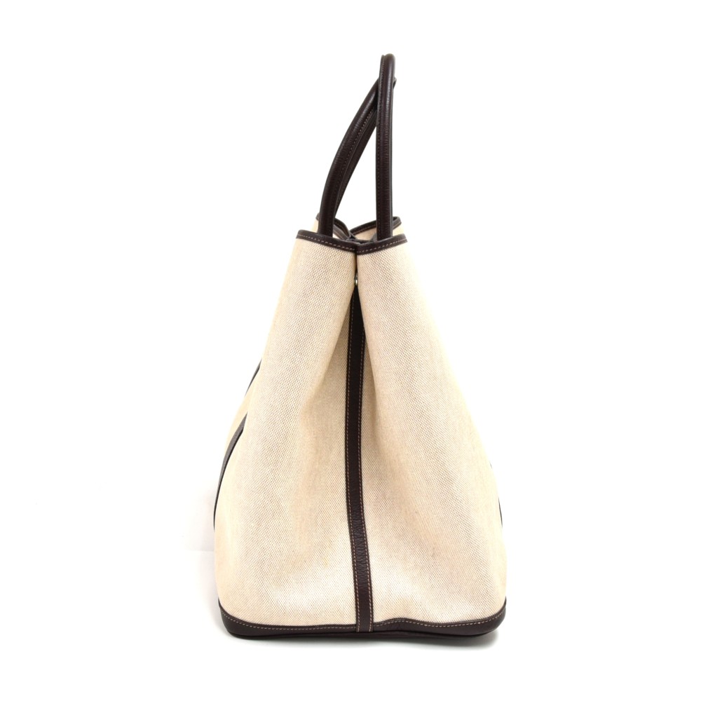 Hermes Garden Party Leather Ivory Beige Shoulder Bag Size H26xW36xD18cm  Women's