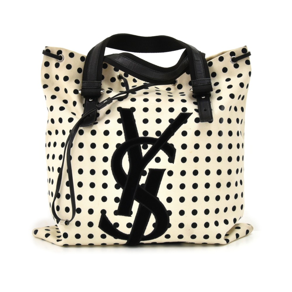 Saint Laurent Off White/Black Canvas Kahala Tote Saint Laurent Paris