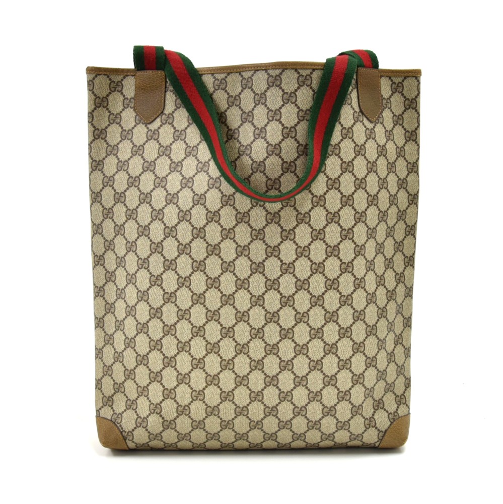 Gucci Vintage Gucci Beige GG Supreme Coated Canvas Tote Bag-1980s