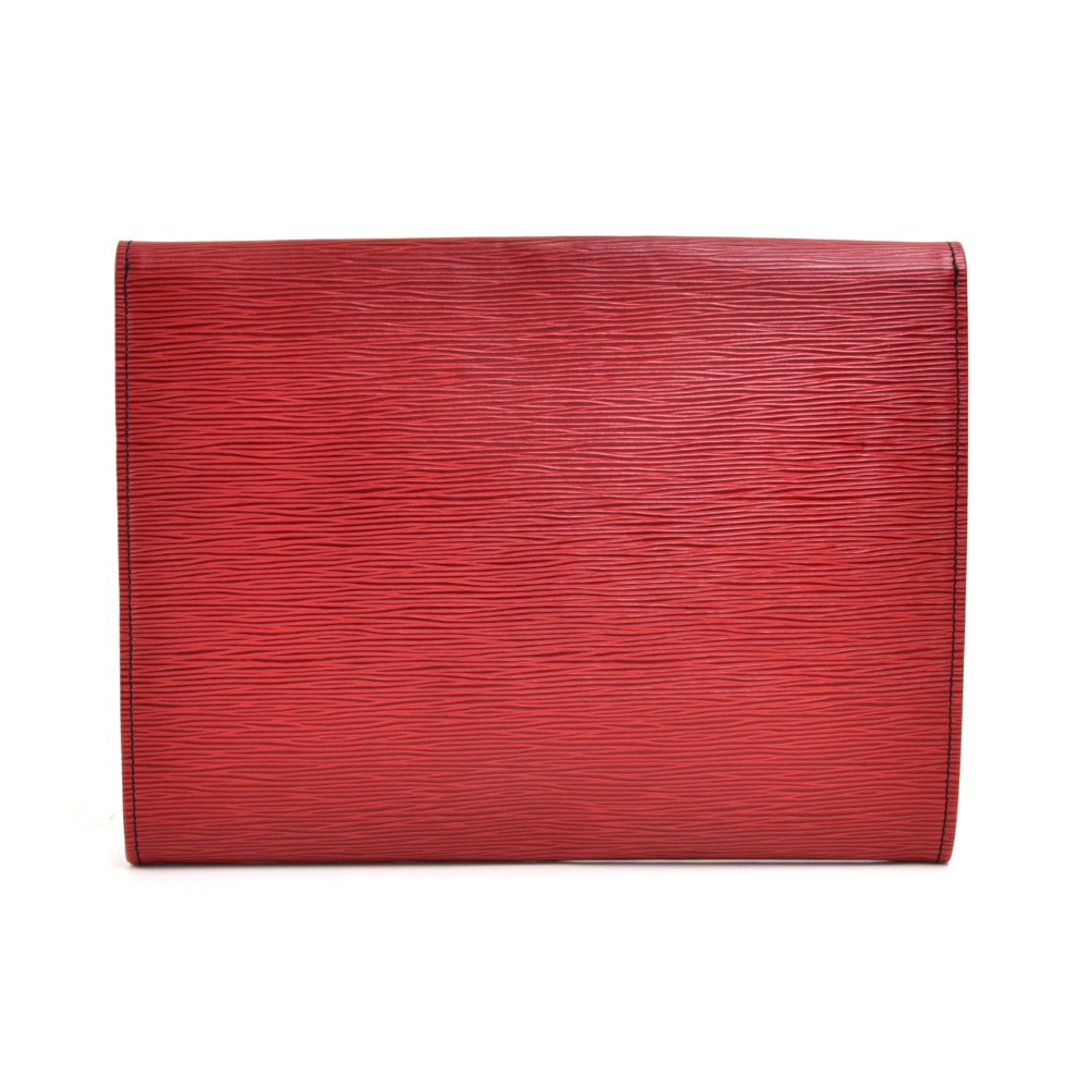 Vintage LOUIS VUITTON LV Monogram Dk Red Epi Leather Pochette 