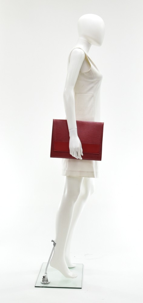 Vintage Louis Vuitton Pochette Lena Red Epi Leather Clutch Bag