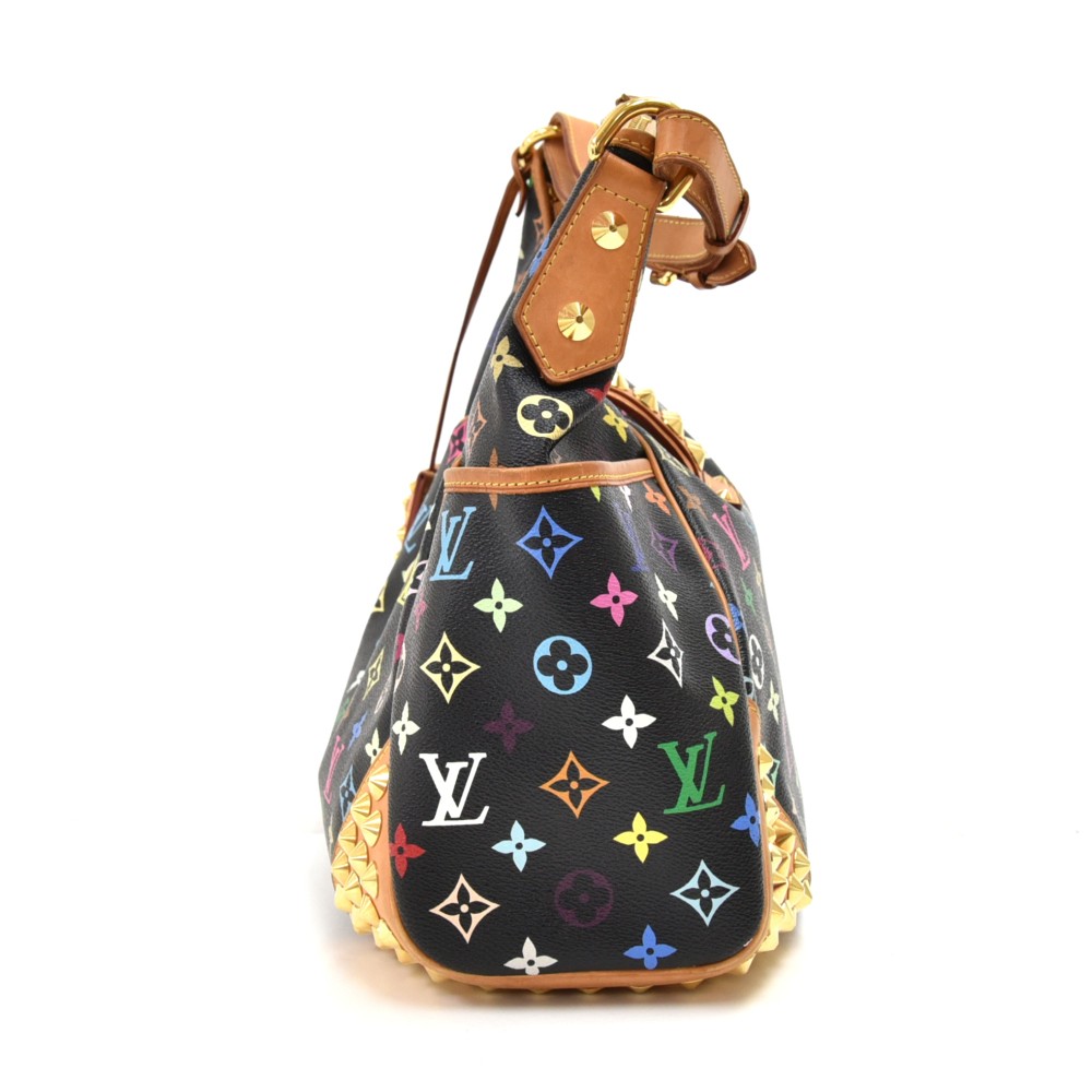 Louis+Vuitton+Chrissie+Shoulder+Bag+MM+Black+Brown+Leather+Murakami+ Multicolore+Monogram for sale online