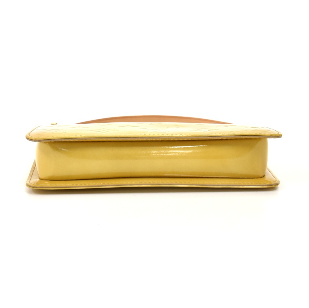 Authentic Louis Vuitton Vernis Lexington Hand Bag Pouch Yellow M91010 LV  J9268