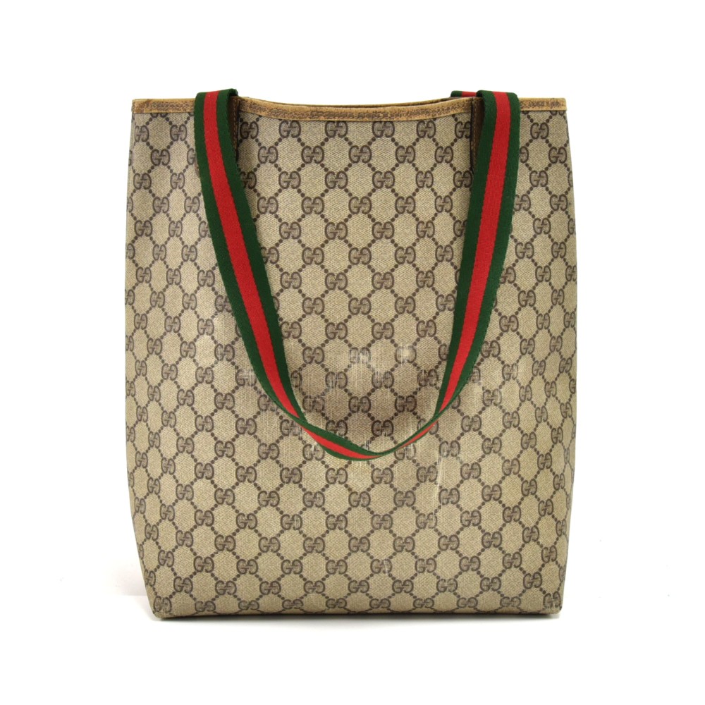 Gucci Vintage Beige GG Supreme Coated Canvas Tote Bag