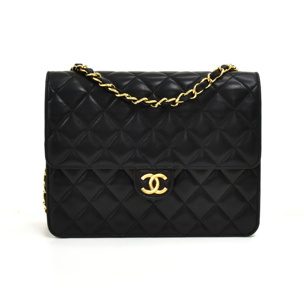 Chanel Vintage Chanel 8.5 Classic Black Quilted Lambskin Leather