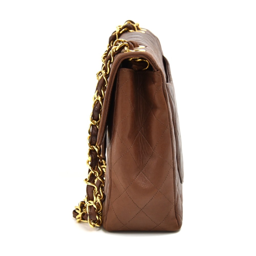 brown leather chanel bag vintage