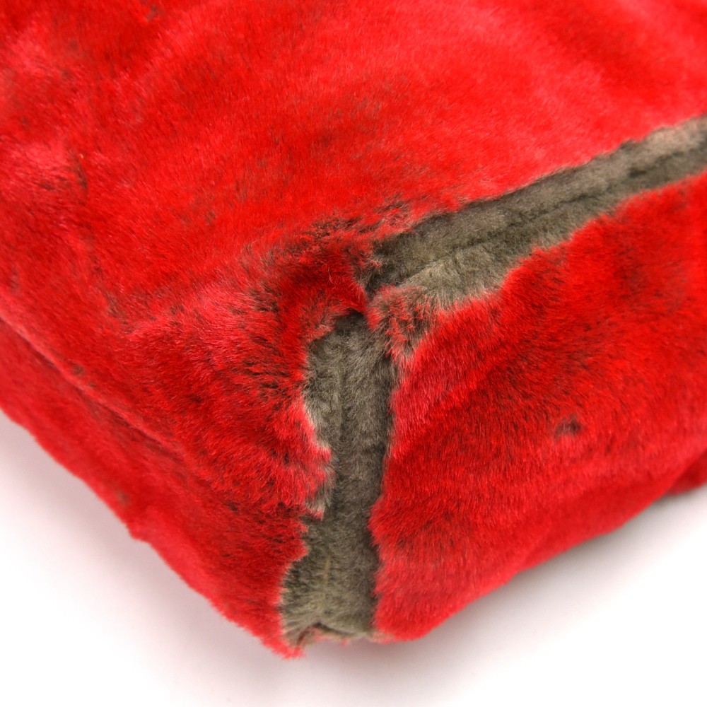 FENDI Vintage Fendi Red Glossy Faux Fur & Leather Tote Bag-1970s-80s
