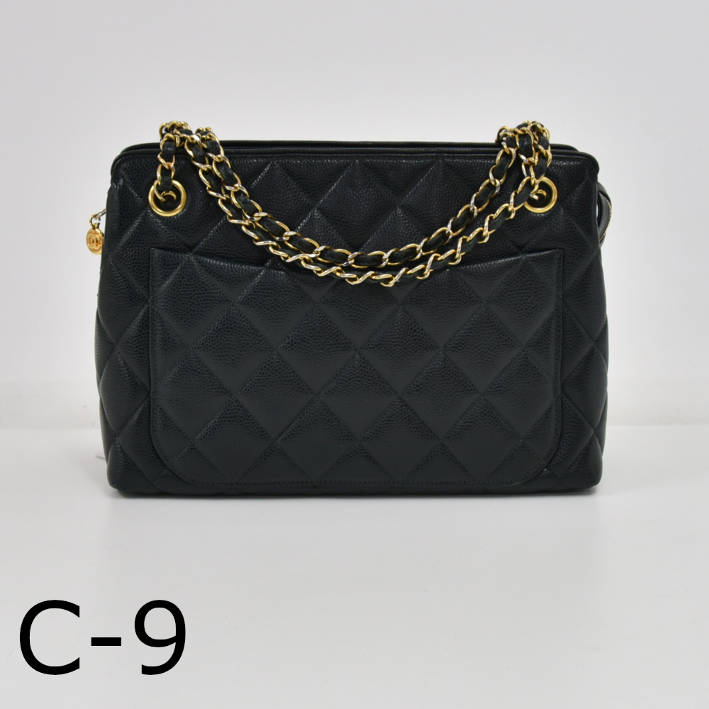 Chanel K96 Chanel Black Quilted Caviar Leather Tote Shoulder Bag