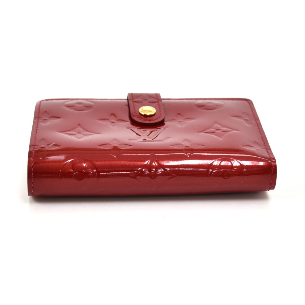 Authentic Louis Vuitton Vernis Portefeuille Elise Wallet Red LV J1508R