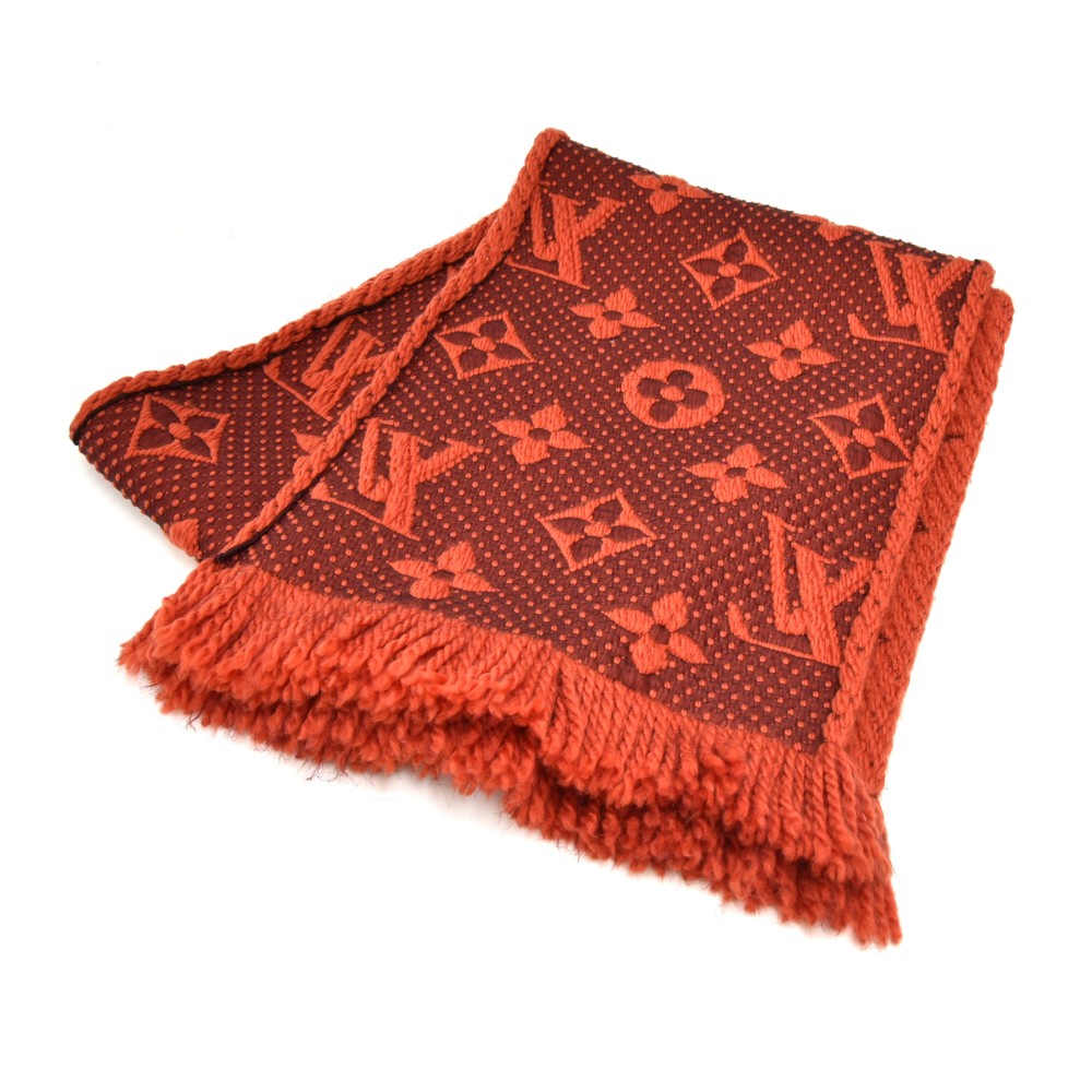Louis Vuitton, Accessories, New Louis Vuitton Large Ruby Red Logo Silk  Wool Scarf