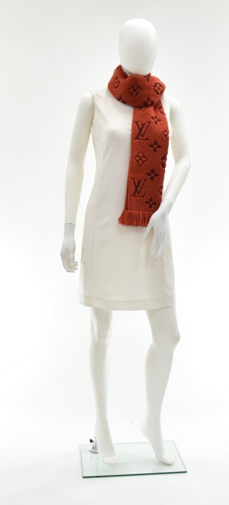 Louis Vuitton Red Logomania Wool & Silk Shine Scarf Louis Vuitton