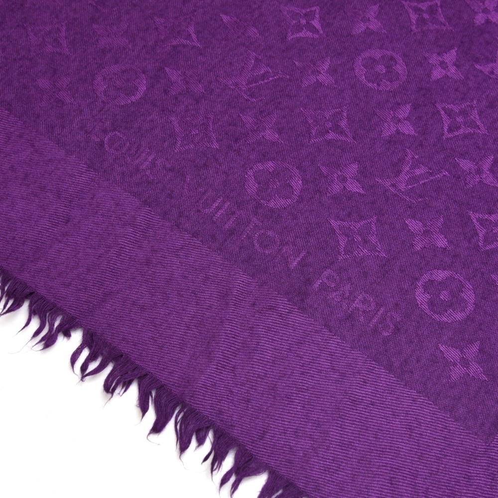Louis Vuitton // Purple Monogram Print Wool Silk Scarf – VSP Consignment