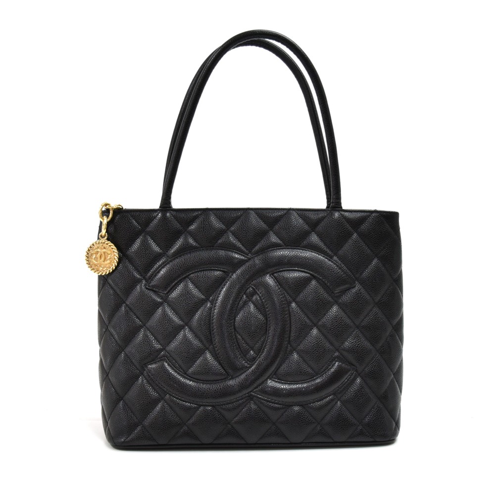 Chanel Vintage Black Quilted Caviar Timeless Medallion Tote Silver Hardware,  2000-2002 Available For Immediate Sale At Sotheby's