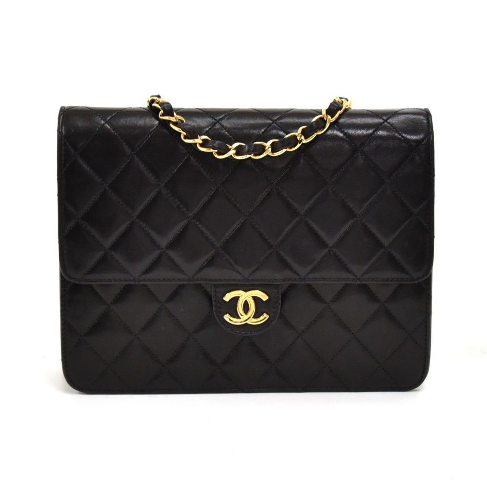 Chanel Chanel 8.5 Classic Flap Black Quilted Lambskin Leather Ex