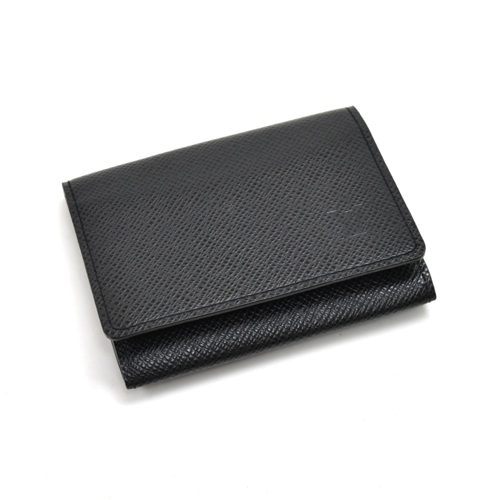 Louis Vuitton Black Taiga Leather Porte Cartes Double at 1stDibs