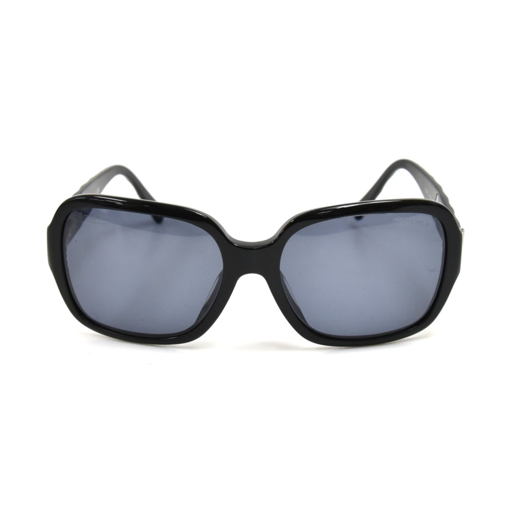 シャネル★ Chanel Black Quilted Frame Oversized Sunglasses-5124