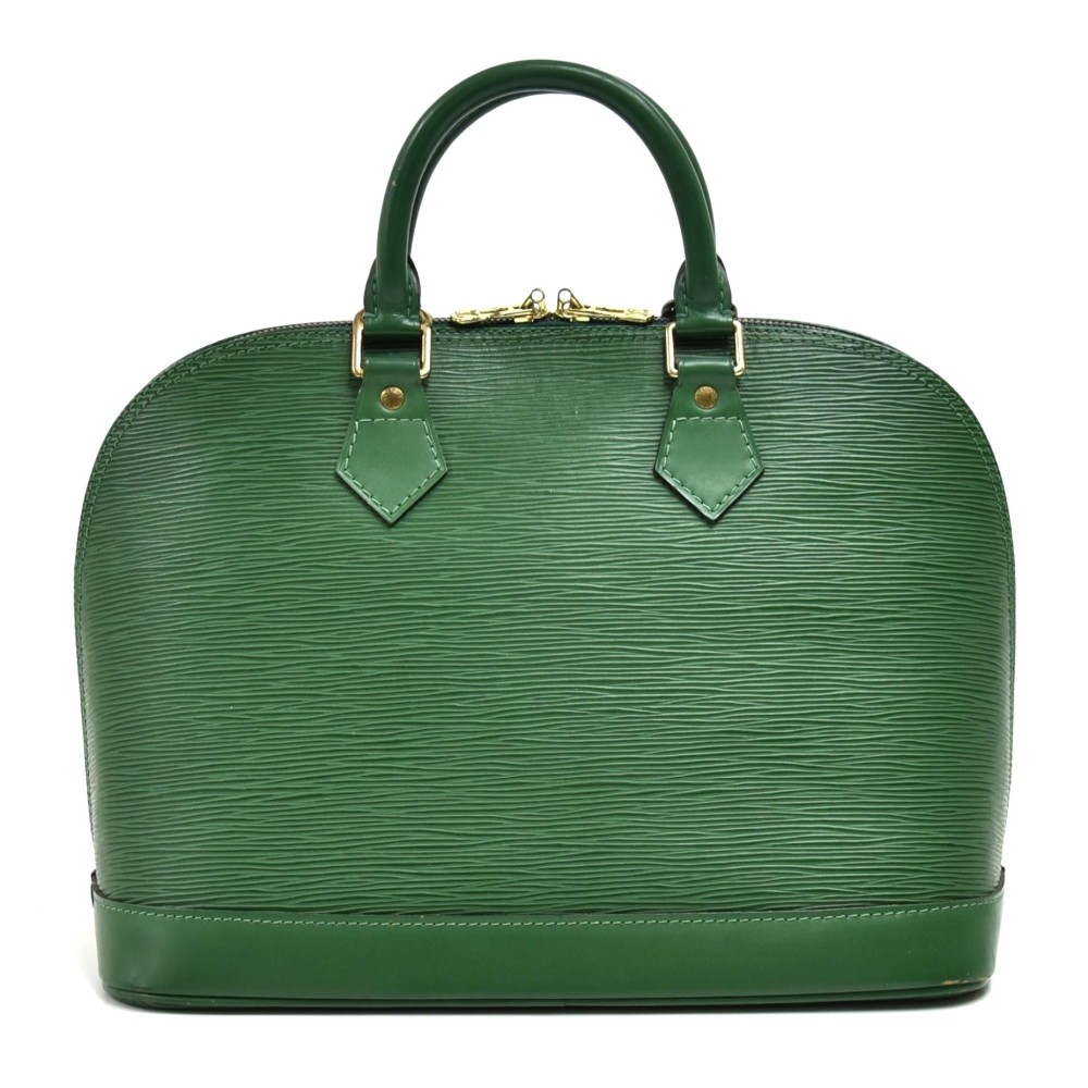 Authentic LOUIS VUITTON Green Epi Alma Handbag at Rice and Beans Vintage