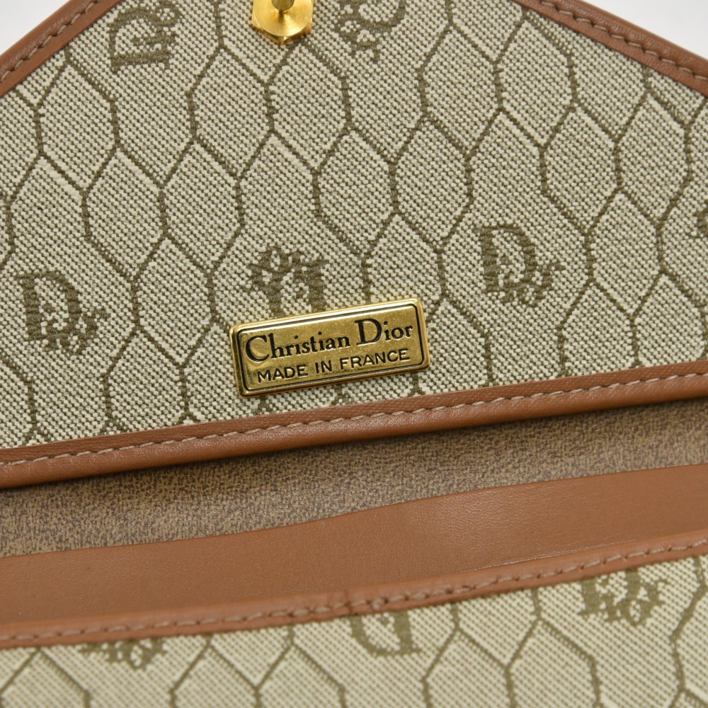 Dior Vintage Dior Light Brown Honeycomb & Logo Coated Canvas Mini