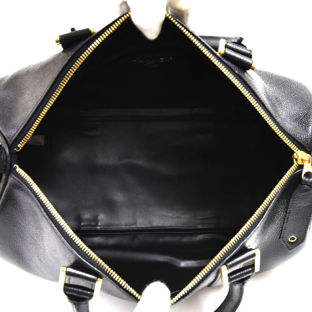 Vintage Chanel Boston Speedy Black Caviar Leather Hand Bag