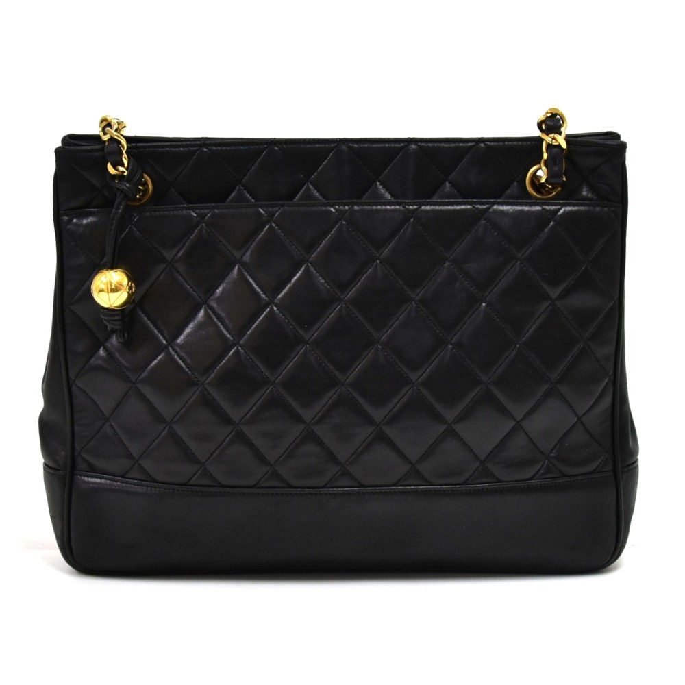 Chanel Matlasse Chain Shoulder Bag Black Lambskin Leather – Timeless Vintage  Company