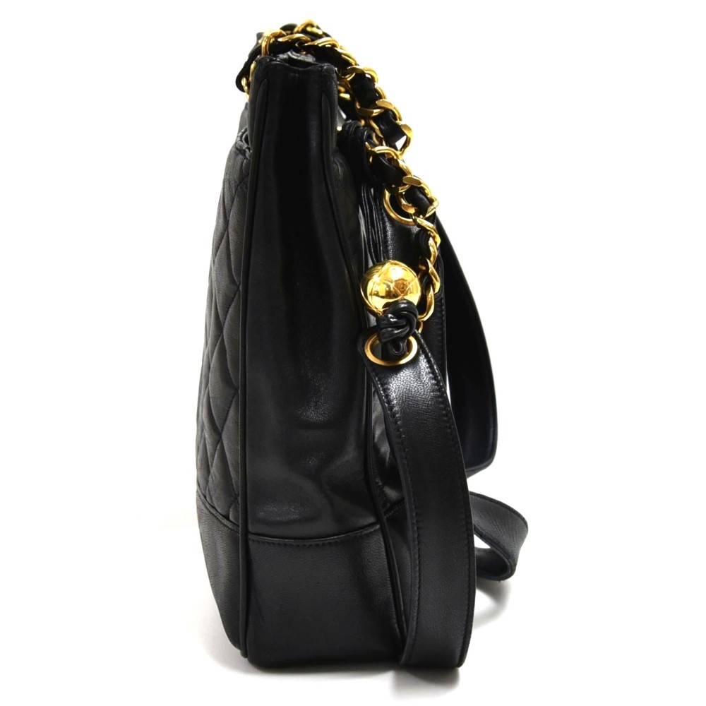 Chanel Black Lambskin And Chain Old Medium Boy Bag Gold Hardware