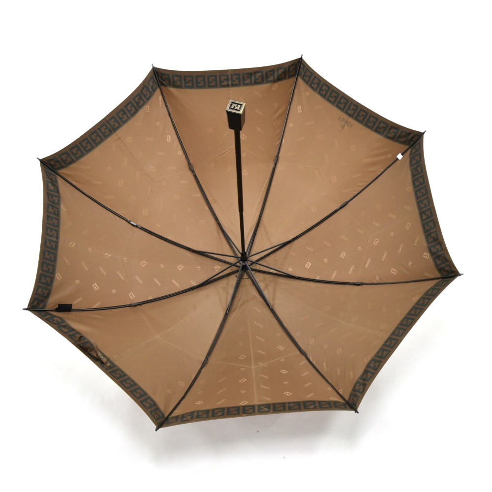 Fendi Fendi Shiny Bronze FF Zucca Logo Folding Umbrella