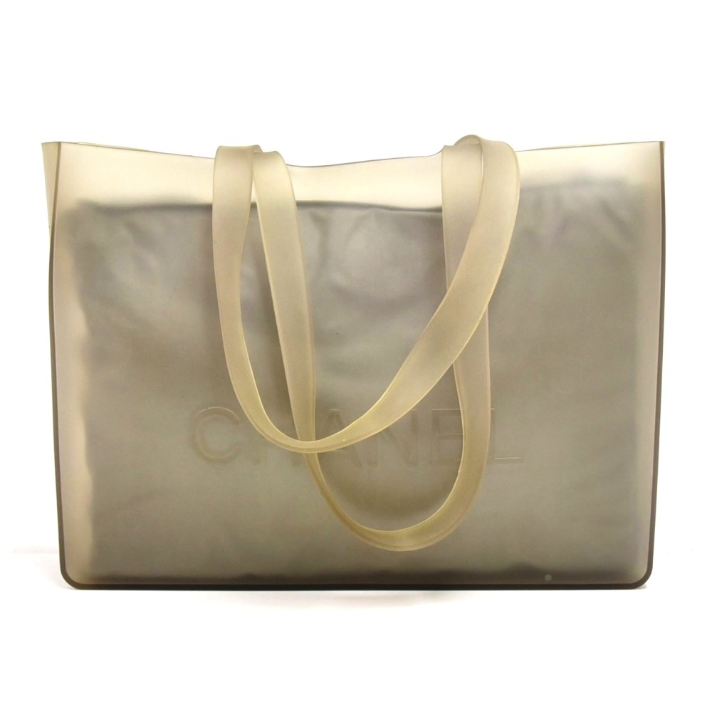 Chanel Vintage Chanel Grey Jelly Rubber Large Shoulder Tote Bag