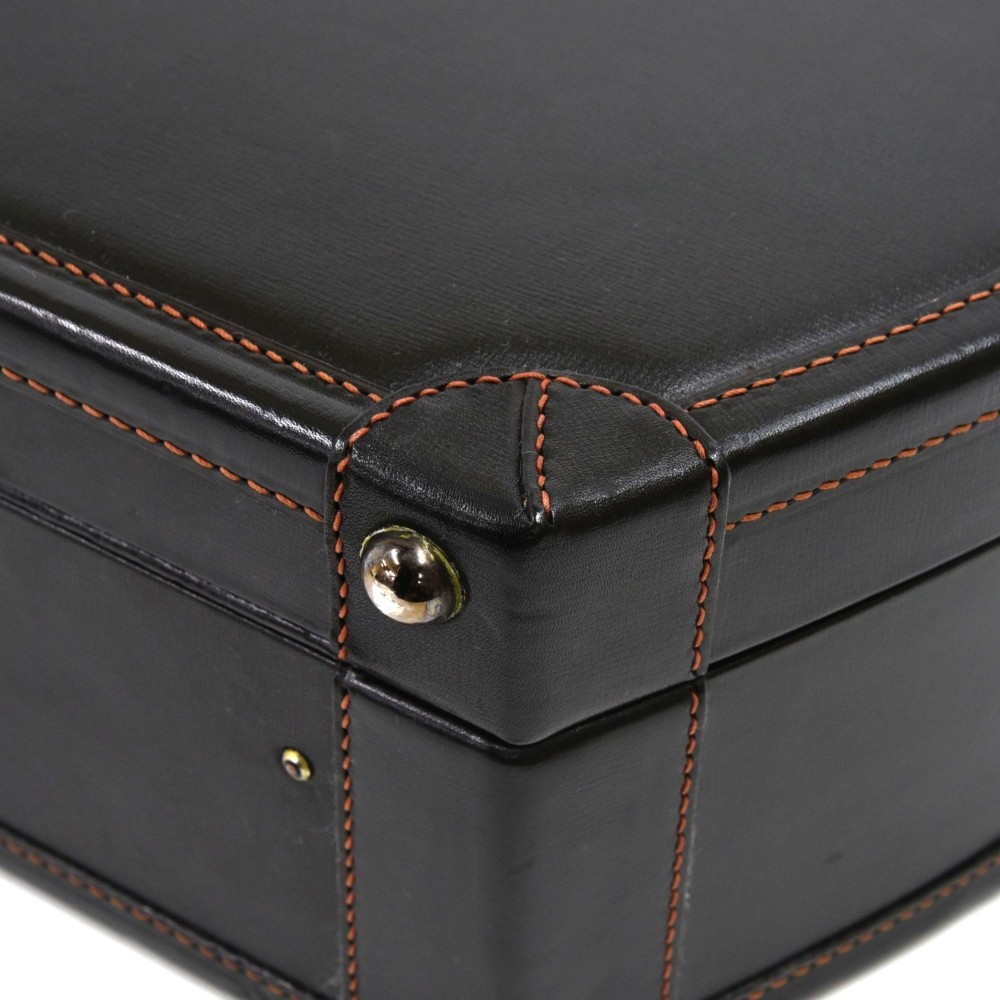 Antique Black Leather Round Hat Box Suitcase Ex Large Floral -  UK