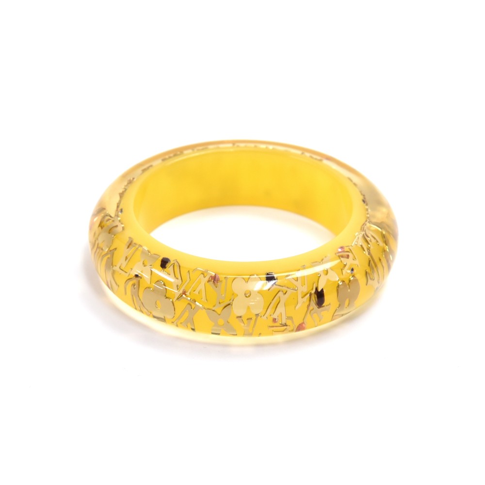 Louis Vuitton Clear, Red, Yellow Resin & Crystal Inclusion Dome Band Ring 5.5