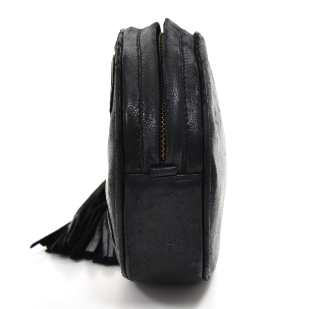 vintage CHANEL black lambskin shoulder bag with golden large CC