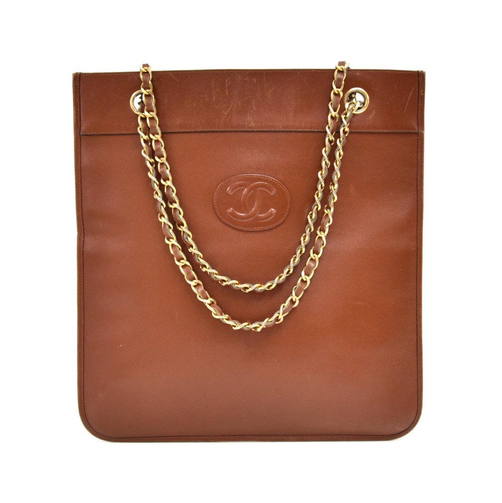 chanel tote bag brown leather