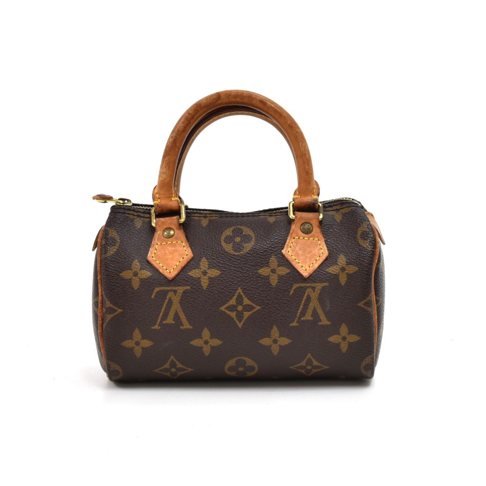 Hand Painted Vintage Louis Vuitton Leather Monogram Mini Speedy bag. For  Sale at 1stDibs