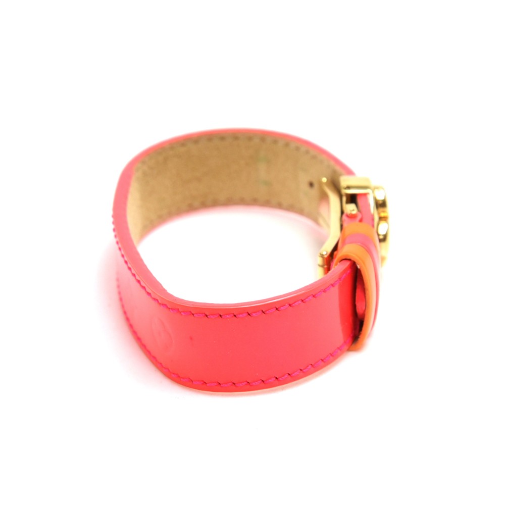 Louis Vuitton Pink Vernis Monogram Good Luck Flower Bracelet Bangle Cuff  860503