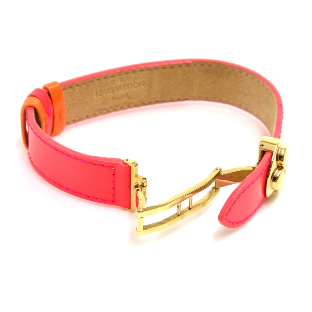 Louis Vuitton Leather & Enamel LV Clic It Fun & Sun Bracelet - Pink, Brass  Wrap, Bracelets - LOU633543