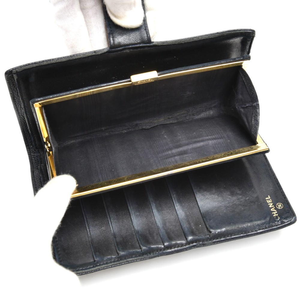 chanel long wallet black