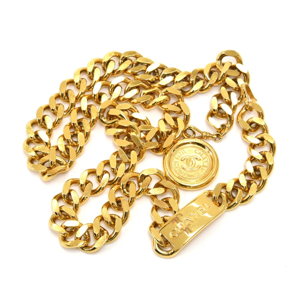 Chanel Vintage Chanel Gold-Tone Chain & CC Logo Medallion Waist Belt