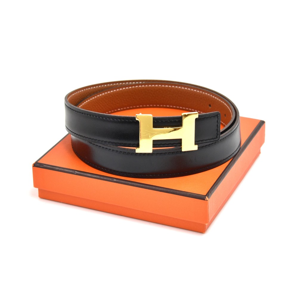 Hermes Hermes Constance Black & Brown Reversible Waist Belt 24