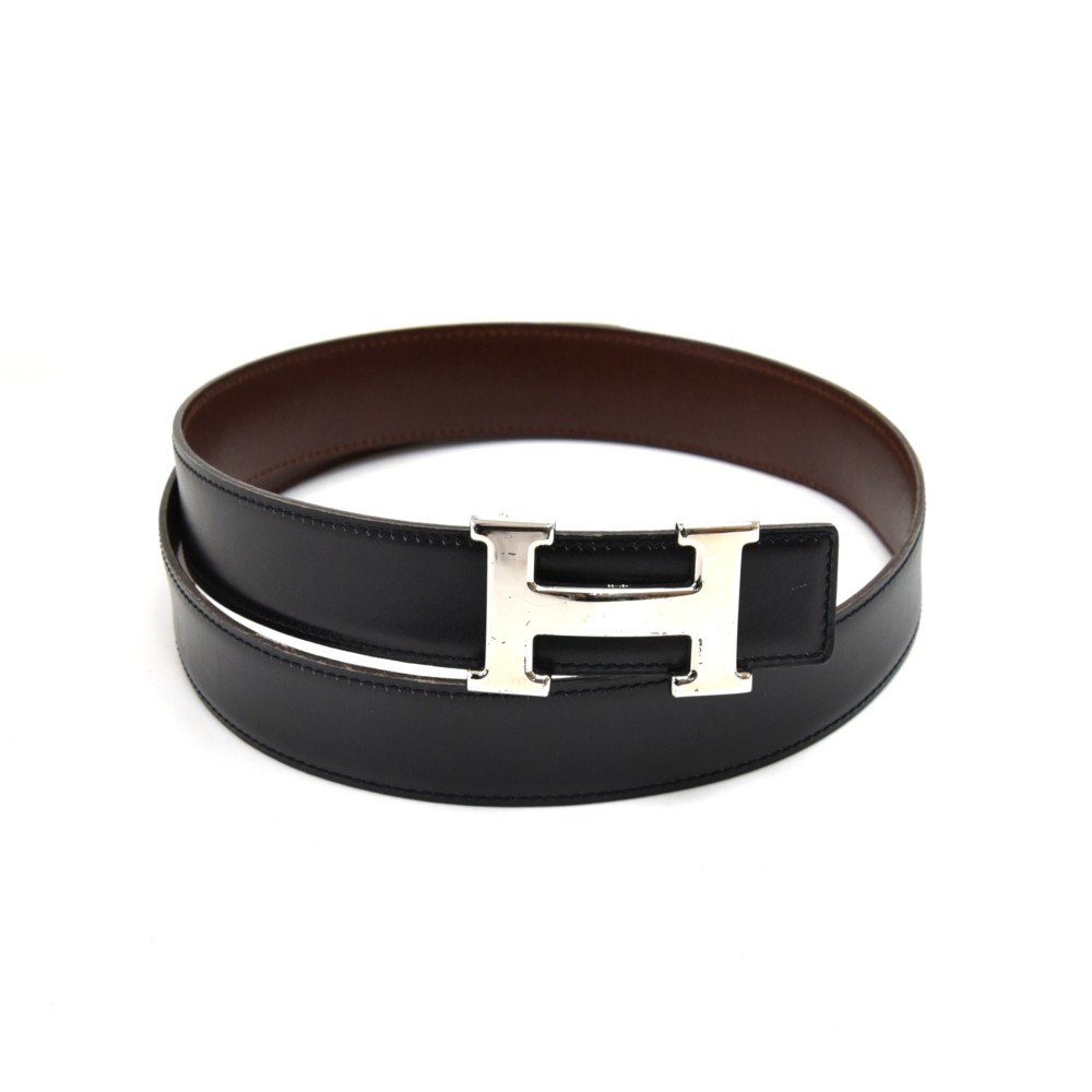 Authentic HERMES Constance Leather Belt Size 75cm 29.5" Black