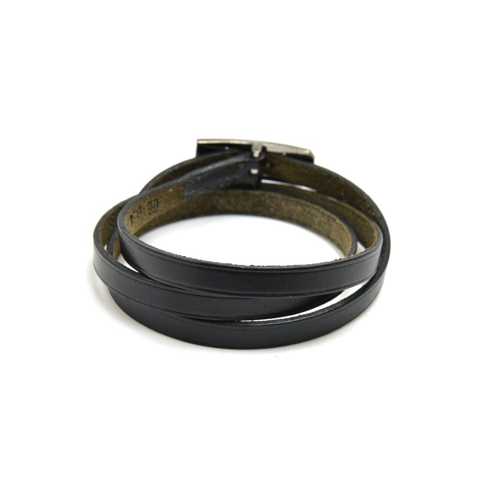 Hermes Hermes Hapi Triple Tour Black Leather Silver Tone