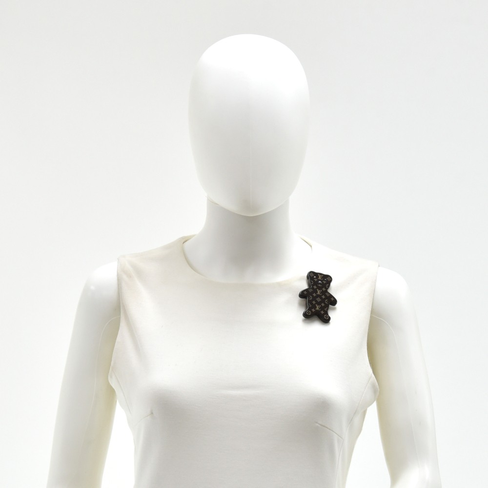 Louis Vuitton 6.5 cm Monogram Bear Shape Brooch Plastic Brown Fashion  Jewelry