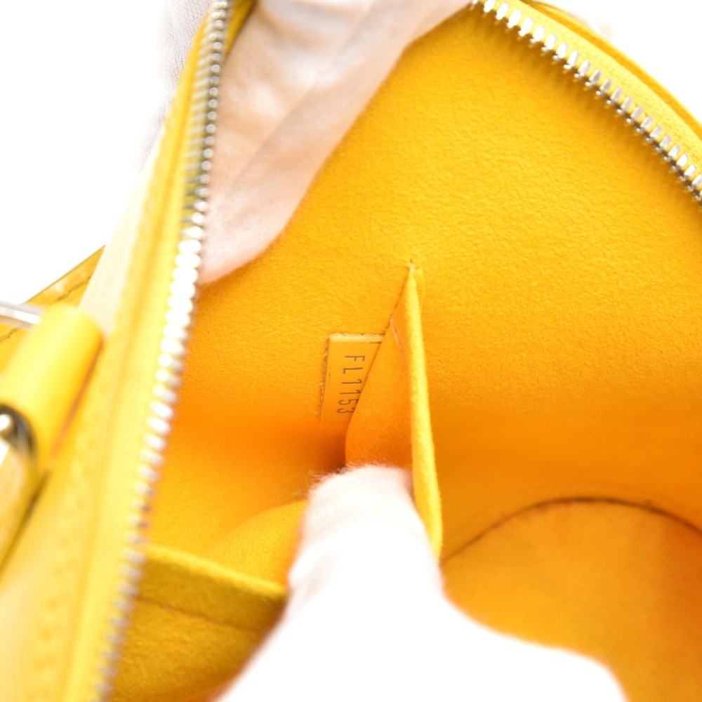 Authentic Louis Vuitton PM Yellow EPI Leather Alma with Detachable Adjustable Shoulder Strap